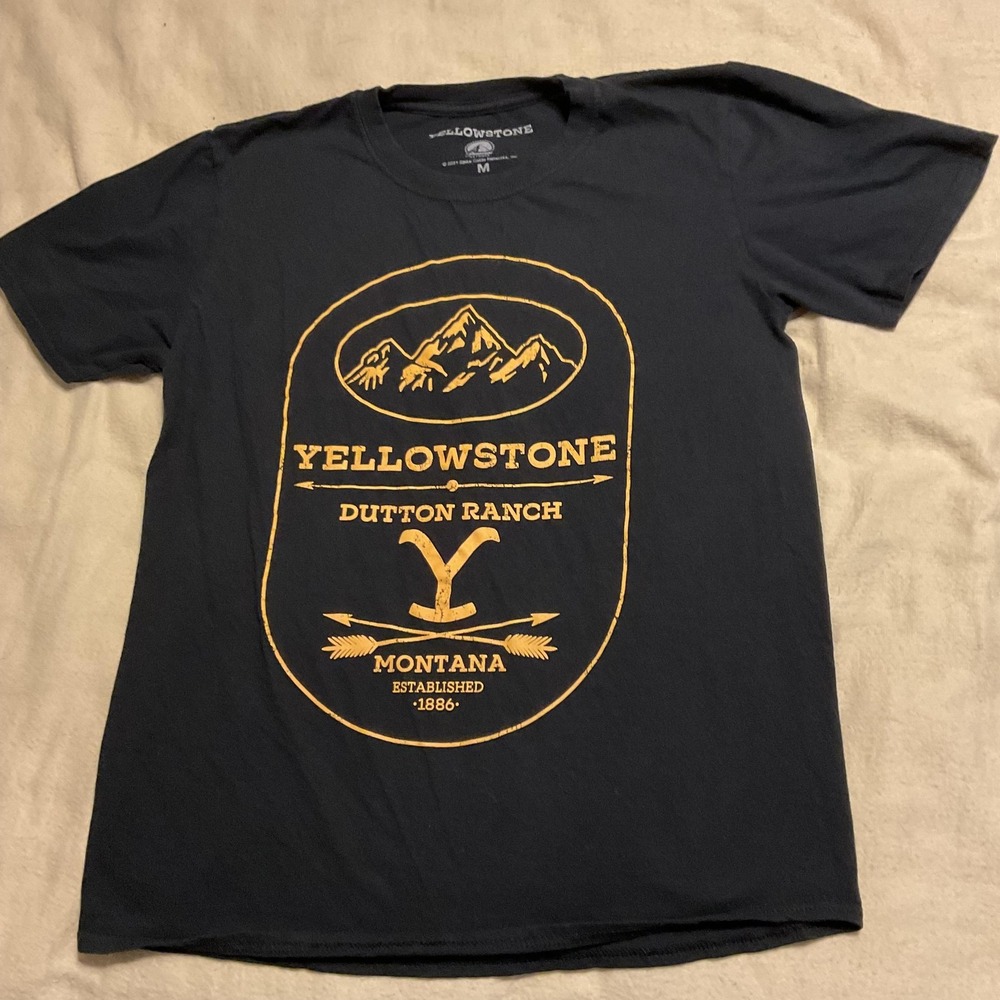 Yellowstone Dutton Ranch Shirt Mens Medium Black Montana Western Graphic‎ Tee